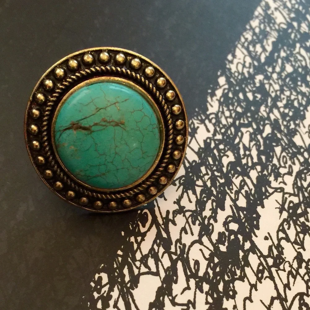 Vintage Turquoise Large Statement Adjustable Ring